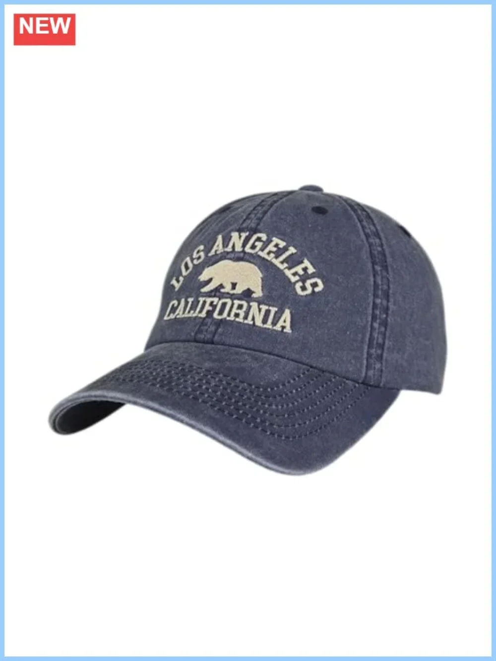Embroidered Bear Baseball Cap, 100% Cotton Adjustable Dad Hat